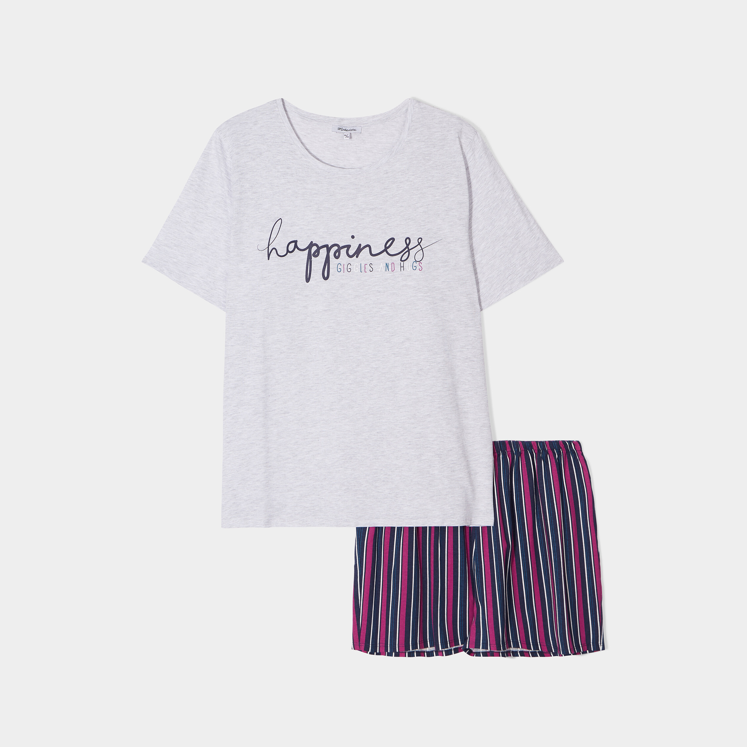 Ensemble pyjama short 2 pièces Modavista bleu femme grande taille | La Halle