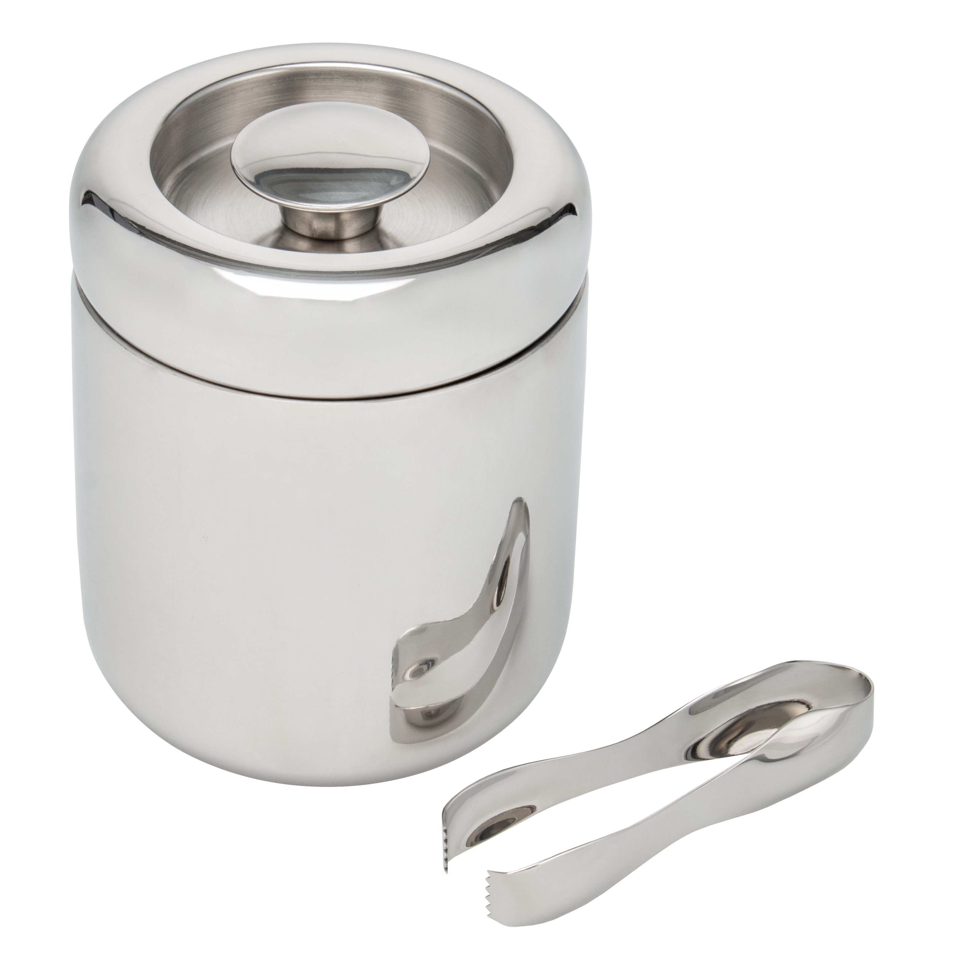 bremermann Eiswürfelbehälter bremermann Eiswürfelbehälter mit Zange, Edelstahl-Eiskübel mit Deckel, Edelstahl, (Komplett-Set), Fassungsvermögen 1,5 l