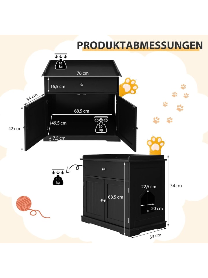 COSTWAY Katzenbaum 50cm in Schwarz günstig kaufen 50 cm