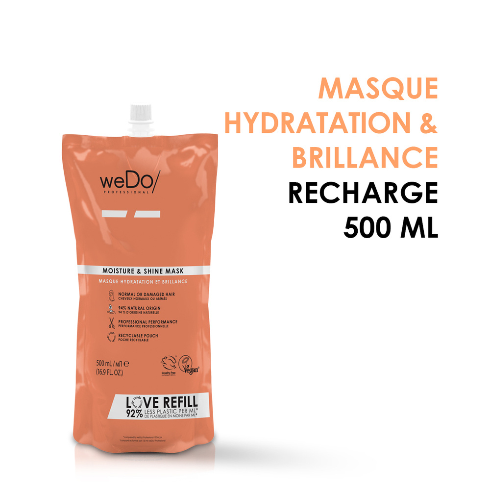 wedo Masque cheveux Vegan Hydratation et Brillance recharge cheveux normaux abîmés Masque vegan sans silicone pour cheveuxnormaux secs colorés ou non