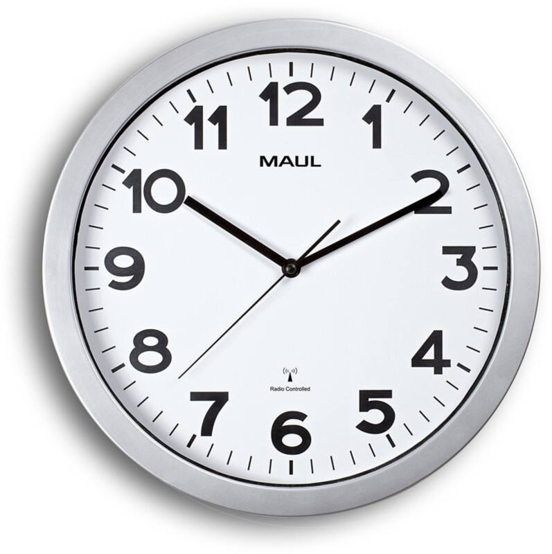 Maul Analog Funkgesteuerte Wanduhr Silber, Weiß 35 x 35 x 35 x 5 cm
