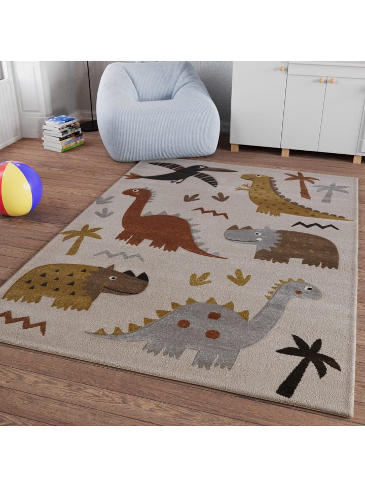 Smart Kids Kinderteppich T-Rex & Friends in sand beige meliert günstig kaufen