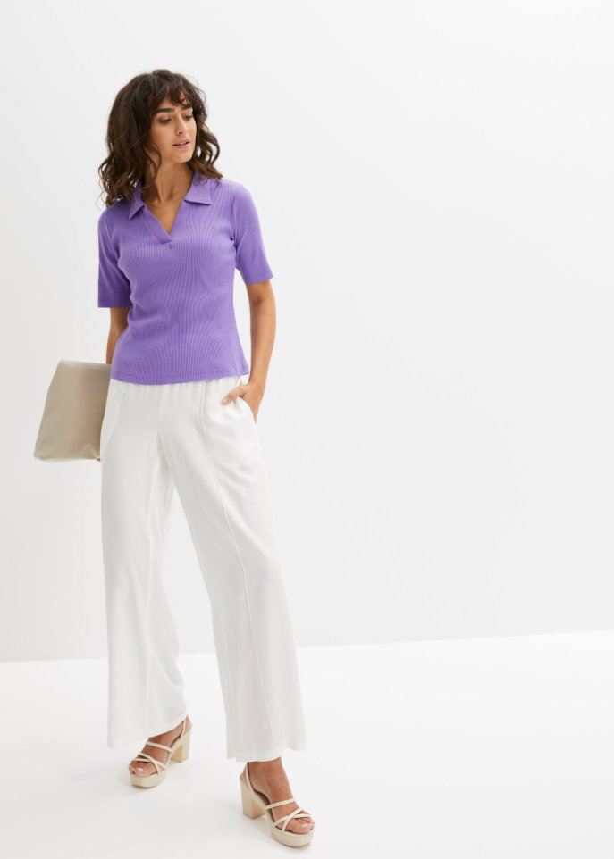 Ripp-Poloshirt, halbarm