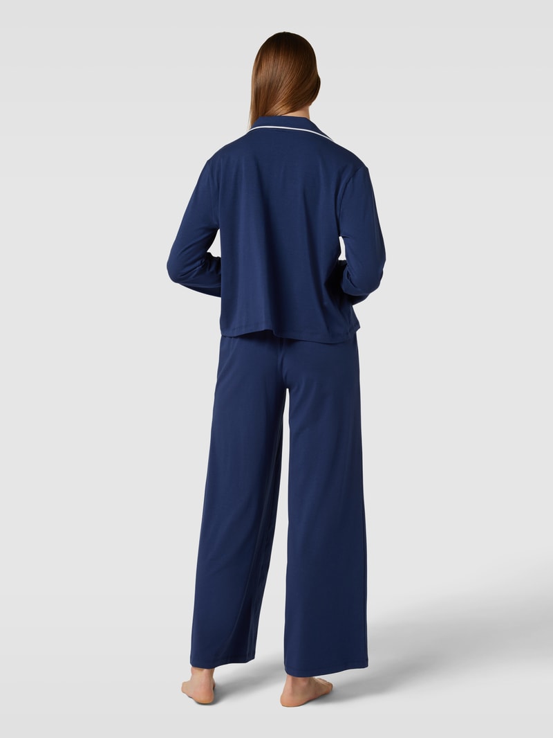 Pyjama mit Label-Stitching in marineblau