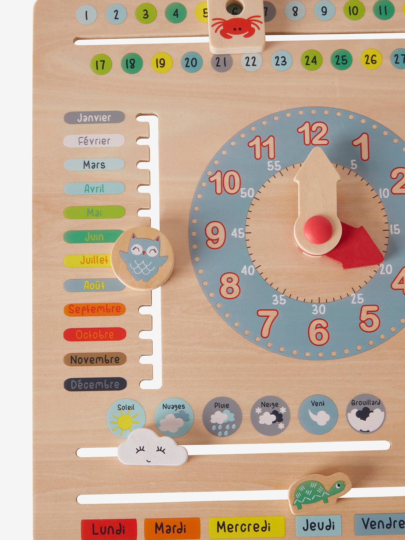 Vertbaudet Kinder Spieluhr mit Kalender, Holz FSC - mehrfarbig
