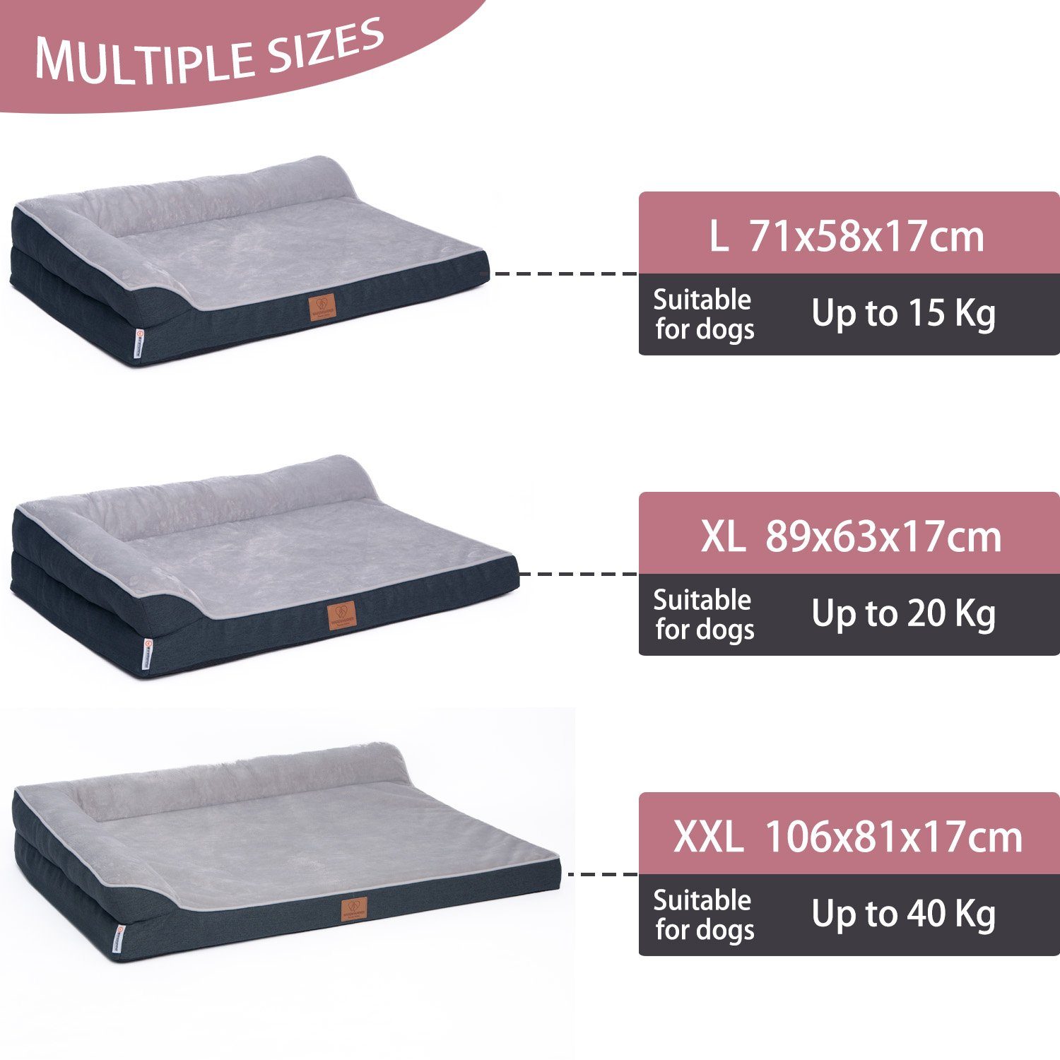 Warenhammer Tierbett Orthopädisches Premium Hundebett, flauschig weich, Abnehmbar,Waschbar, verschiedene Grössen, Hundebett
