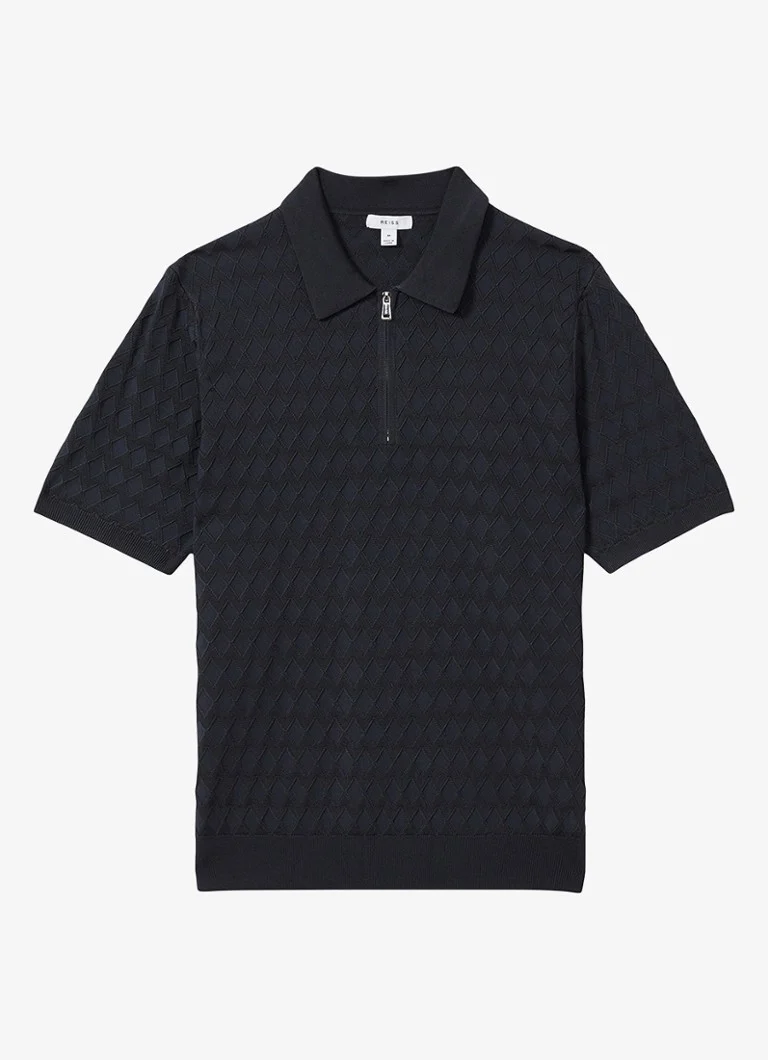 Polo Reiss Rizzo de corte regular com meio zíper.
