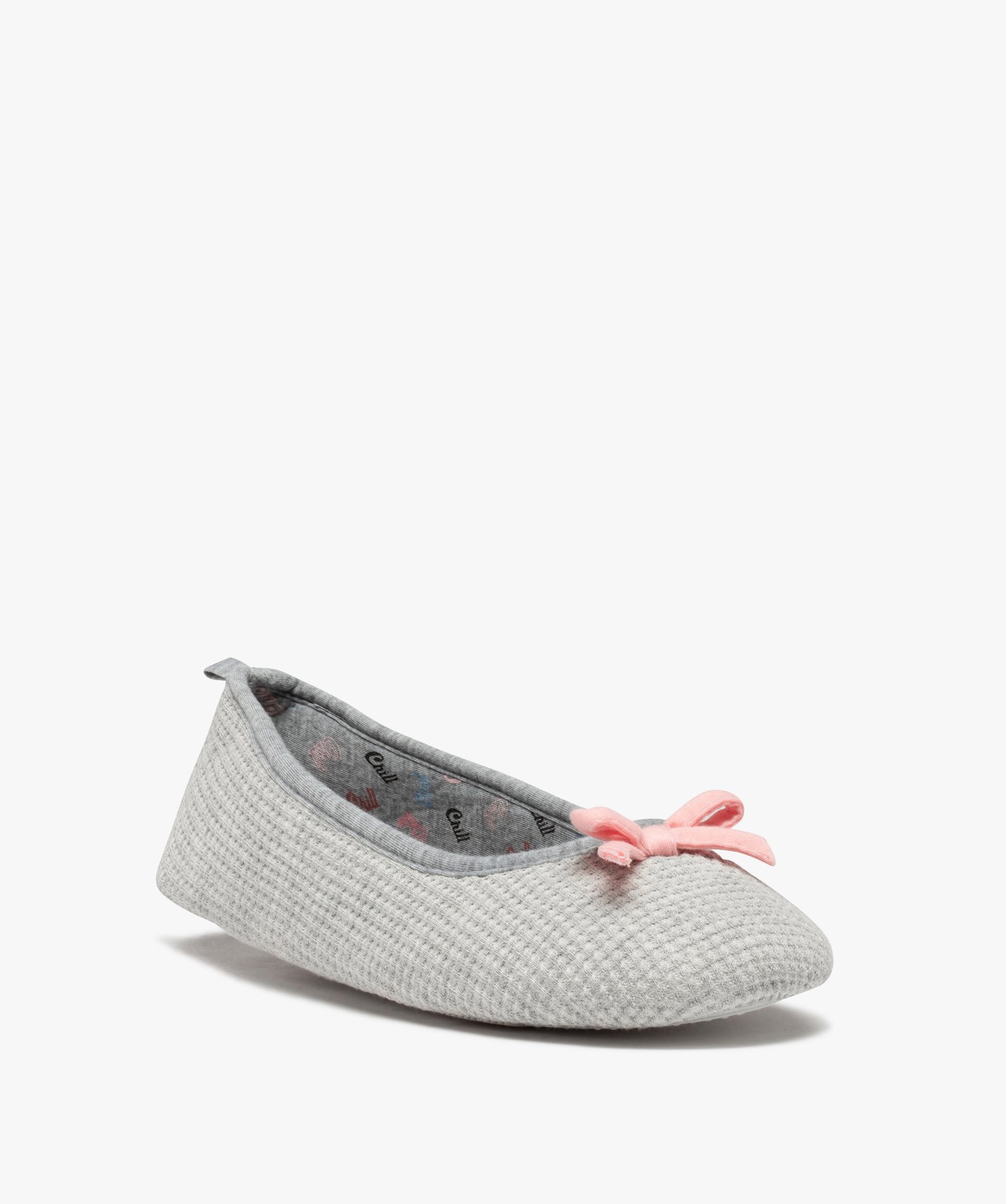 Chaussons femme ballerines unies en nid d’abeille gris | GEMO