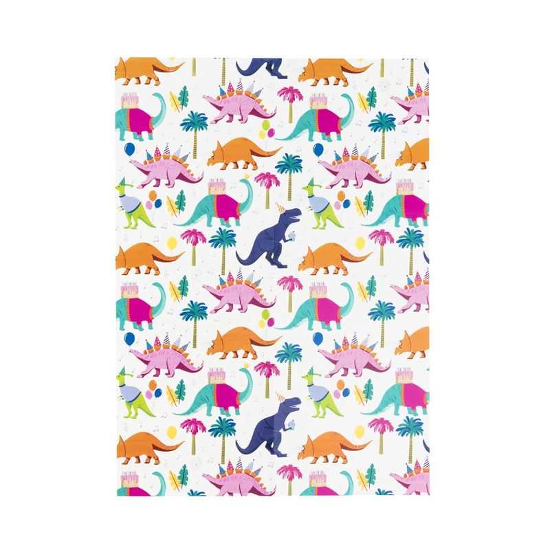 2 feuilles papier cadeau dinos Oxybul