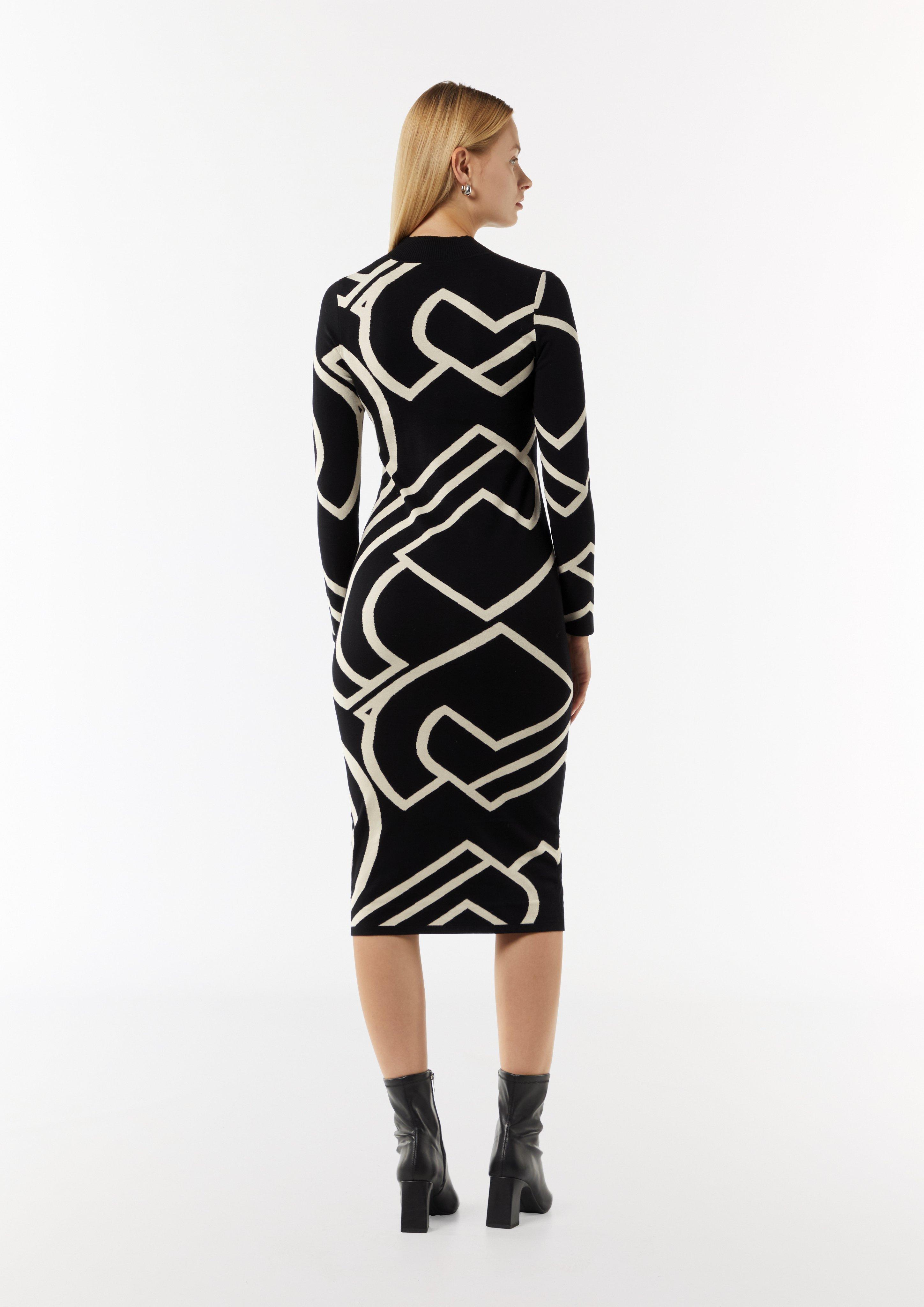 Jacquard-Kleid mit Logo-Design - schwarz