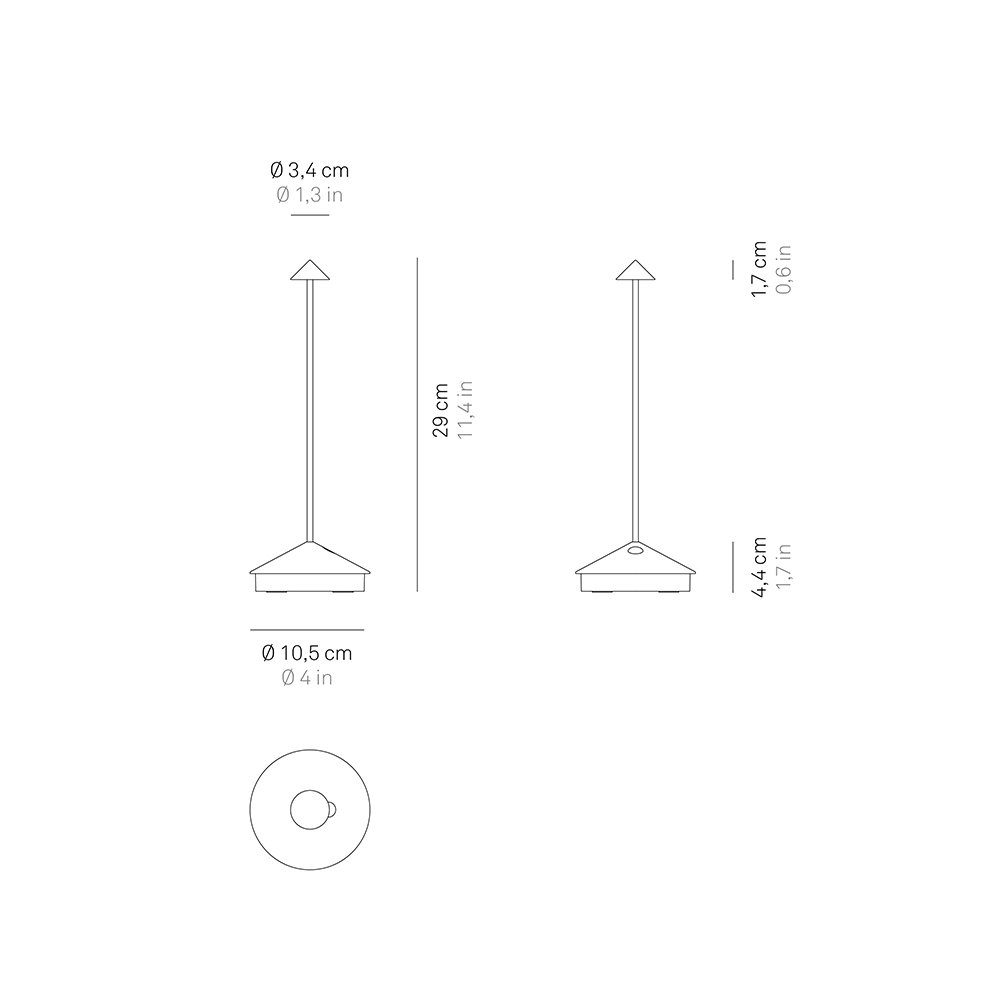 Zafferano LED Tischleuchte Pina Pro: Neue Version, LED fest integriert, 2200K (gemütlich warmweiß), 2700K (warmweiß), 3000K (Neutralweiß), Für den Innen und Außenbereich geeignet, IP 54 geschützt