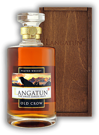 Langatun Old Crow Single Malt Whisky Peated 46% Langatun Old Crow Single Malt Whisky Peated 46% Ein rauchiger, torfiger Whisky. In bester Schweizer Familientradition handwerklich gefertigt. 0,5	 Liter - Vol 46%