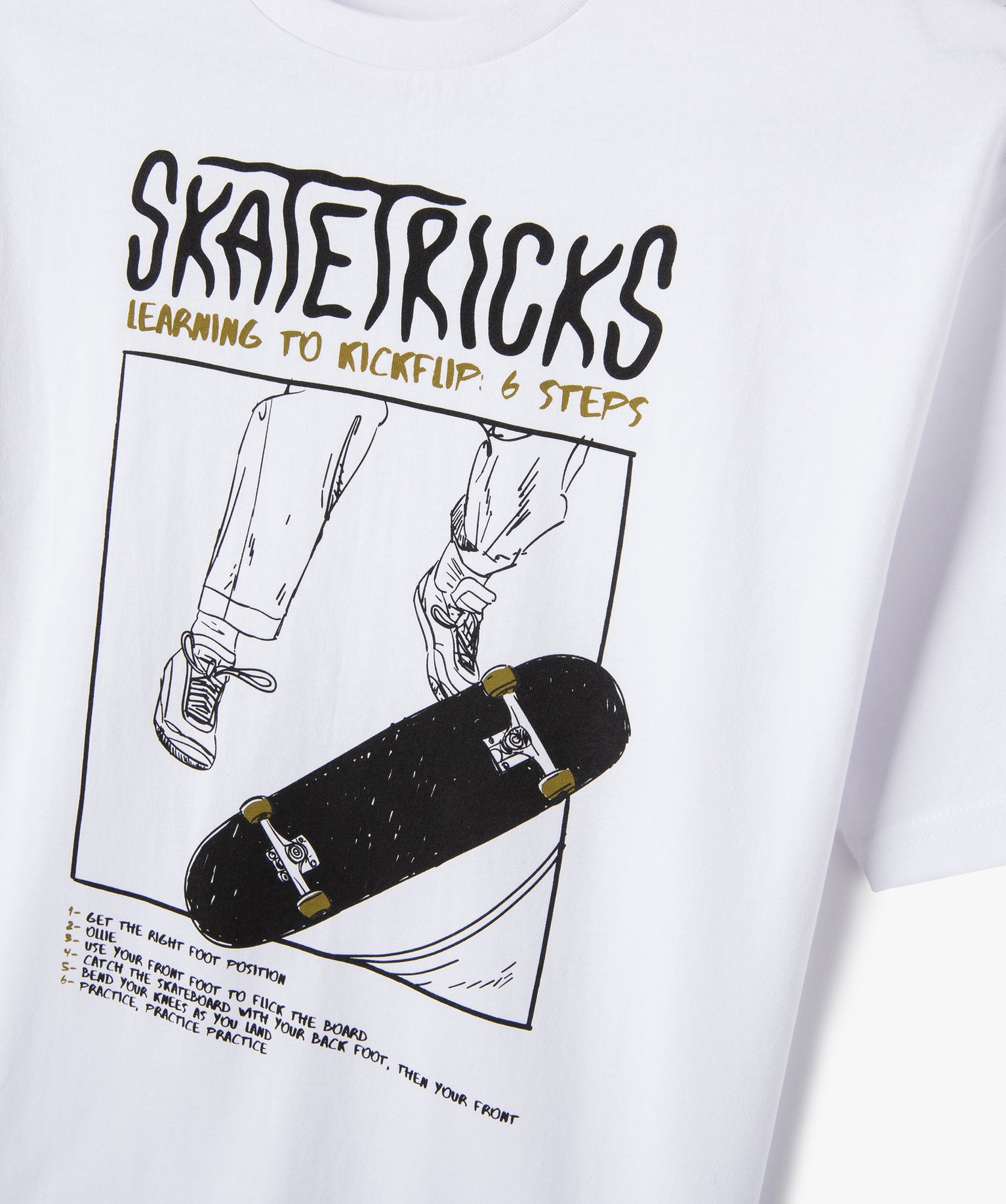Tee-shirt à manches courtes en coton avec inscription skate... blanc | GEMO