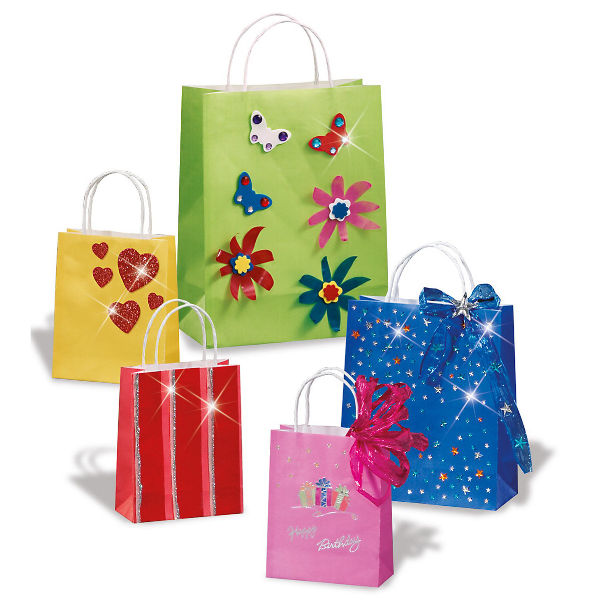 Papier-Geschenktüten 12 x 15 cm, 10 Stück farbig sortiert