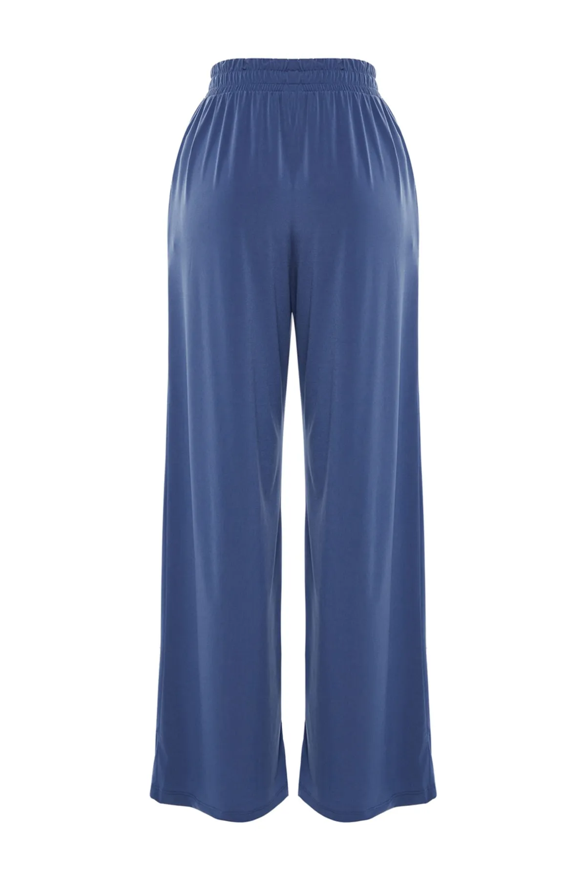 Trendyol Collection  Indigofarbene, dehnbare Strickhose mit weitem Bein und hoher Taille TWOSS23PL00129