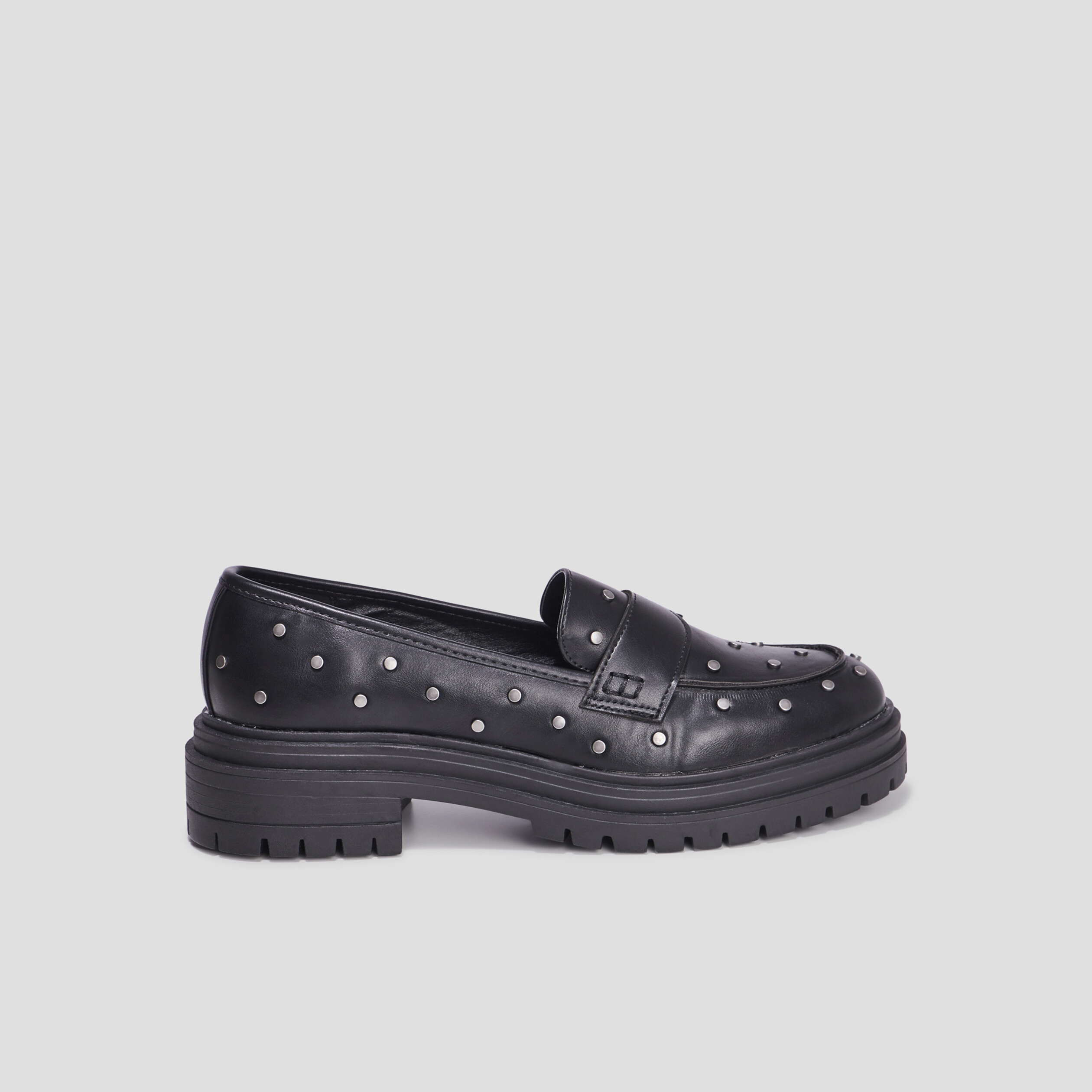 Mocassins crantés à clous noir femme | La Halle