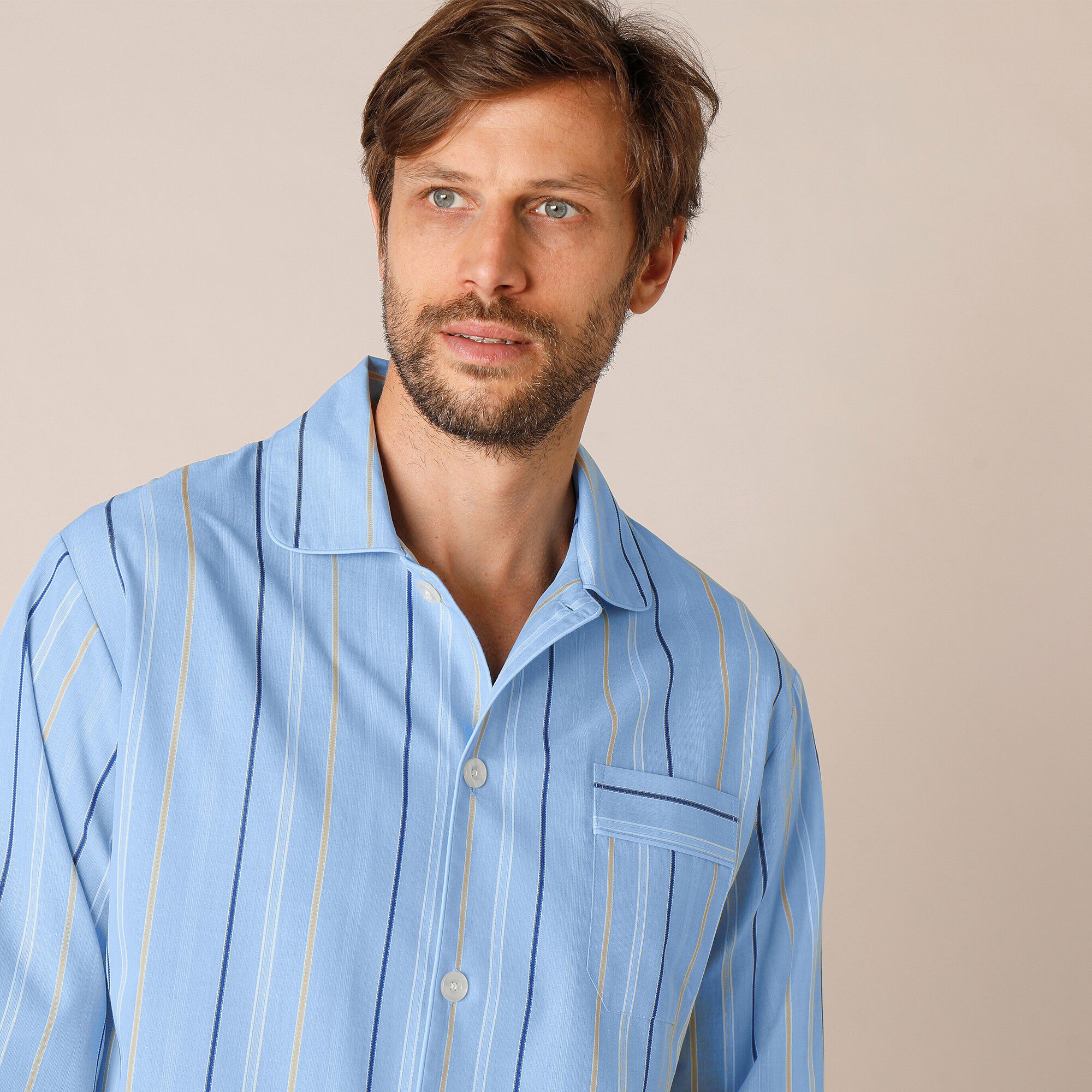 Pyjama rayé polyester/coton popeline