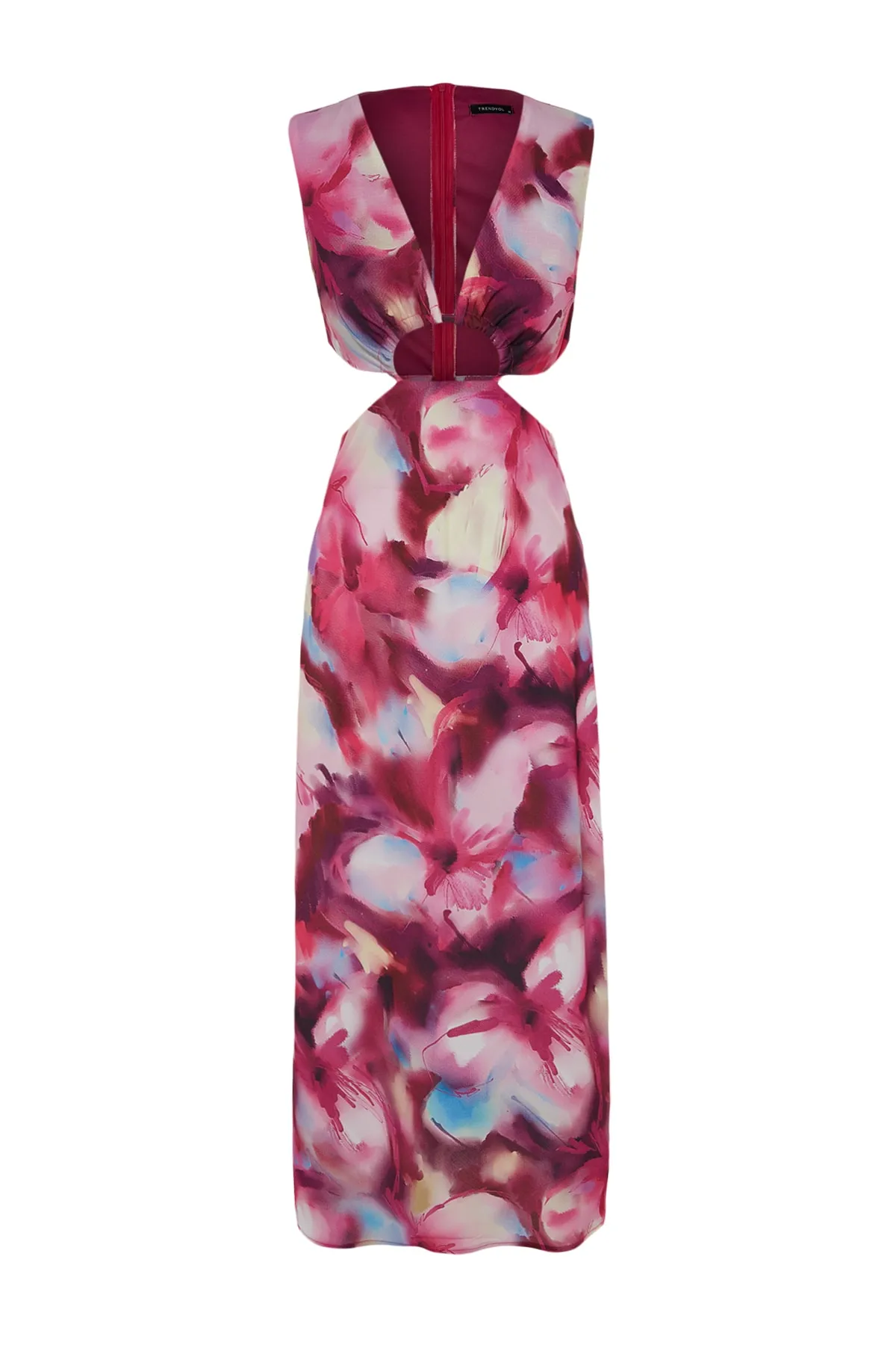 Trendyol Collection  Design Rosa A-Linie Midi gewebtes Batik-gemustertes gewebtes Kleid TWOSS21EL3578