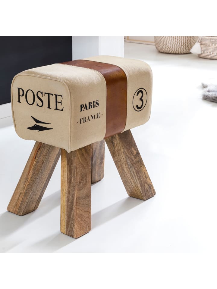 KADIMA DESIGN Retro Sitzhocker, Holzbeine, belastbar bis 120 kg, Landhaus-Optik günstig kaufen onesize