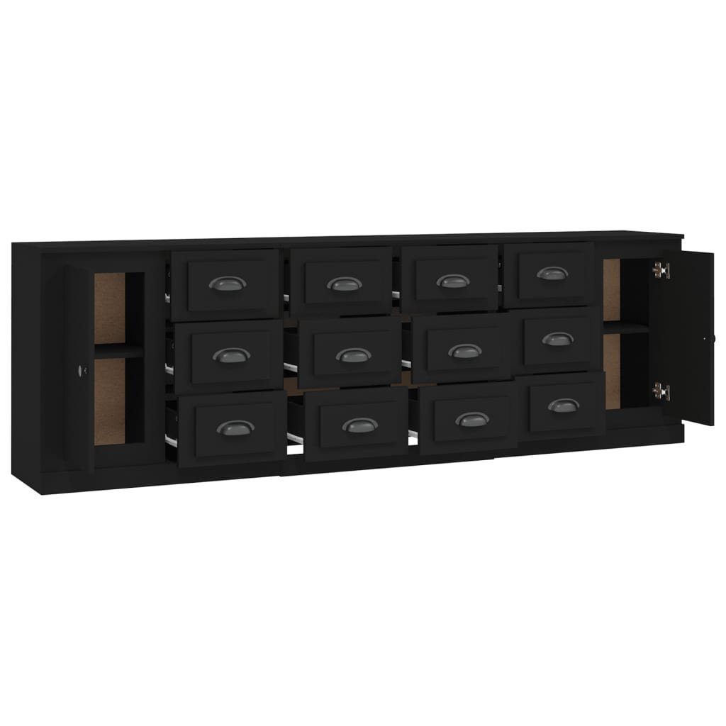 vidaXL Sideboard Sideboards 3 Stk. Schwarz Holzwerkstoff (3 St)
