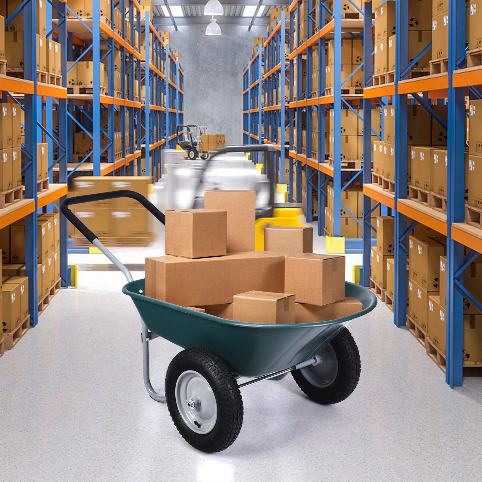 COSTWAY Schubkarre Schiebkarre, mit 2 Räder, 100kg Tragkraft