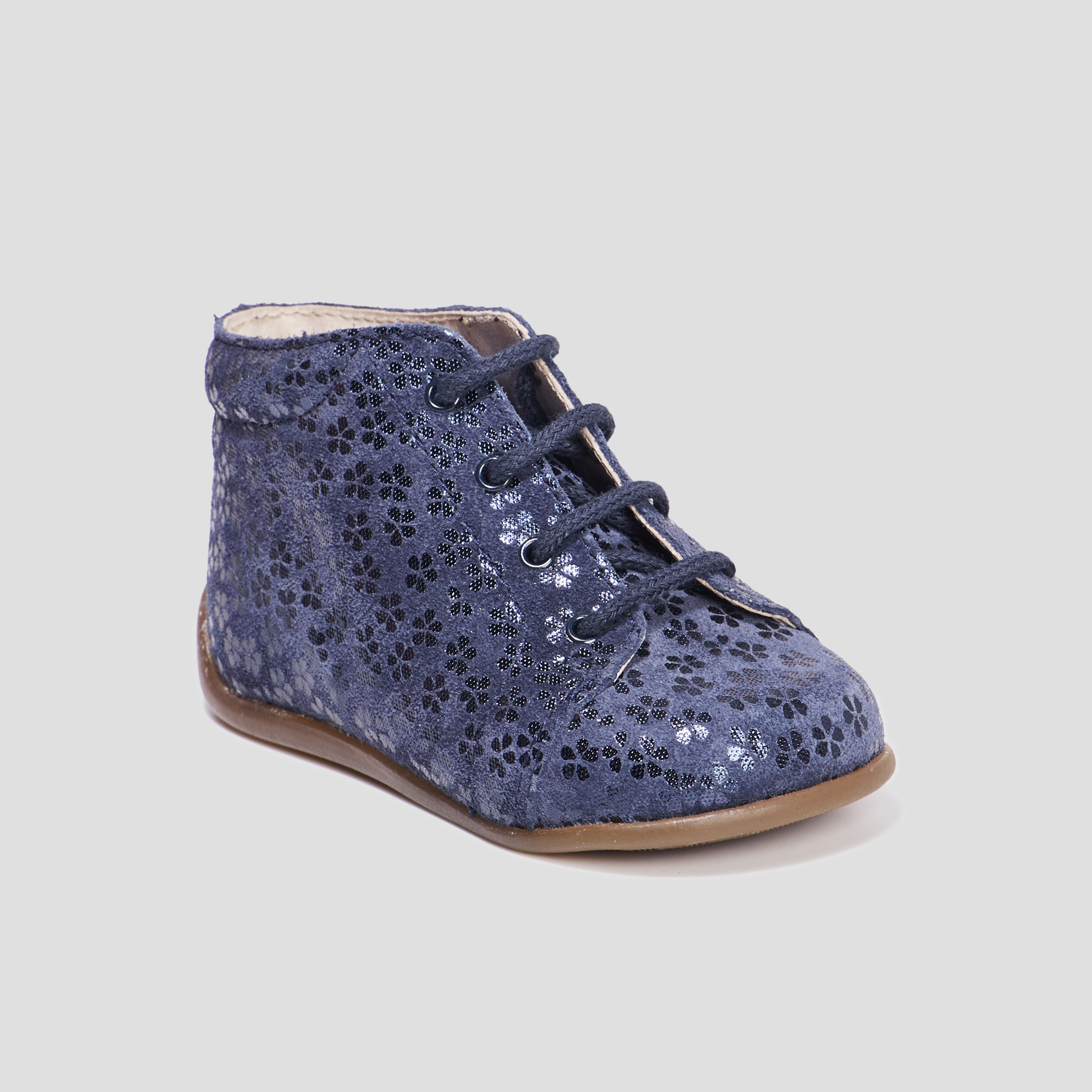 Bottillons à lacets en cuir bleu marine bébé fille | La Halle