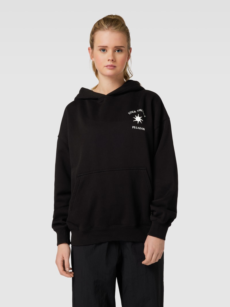 Oversized Hoodie mit Label-Print Modell 'SIENA' in schwarz