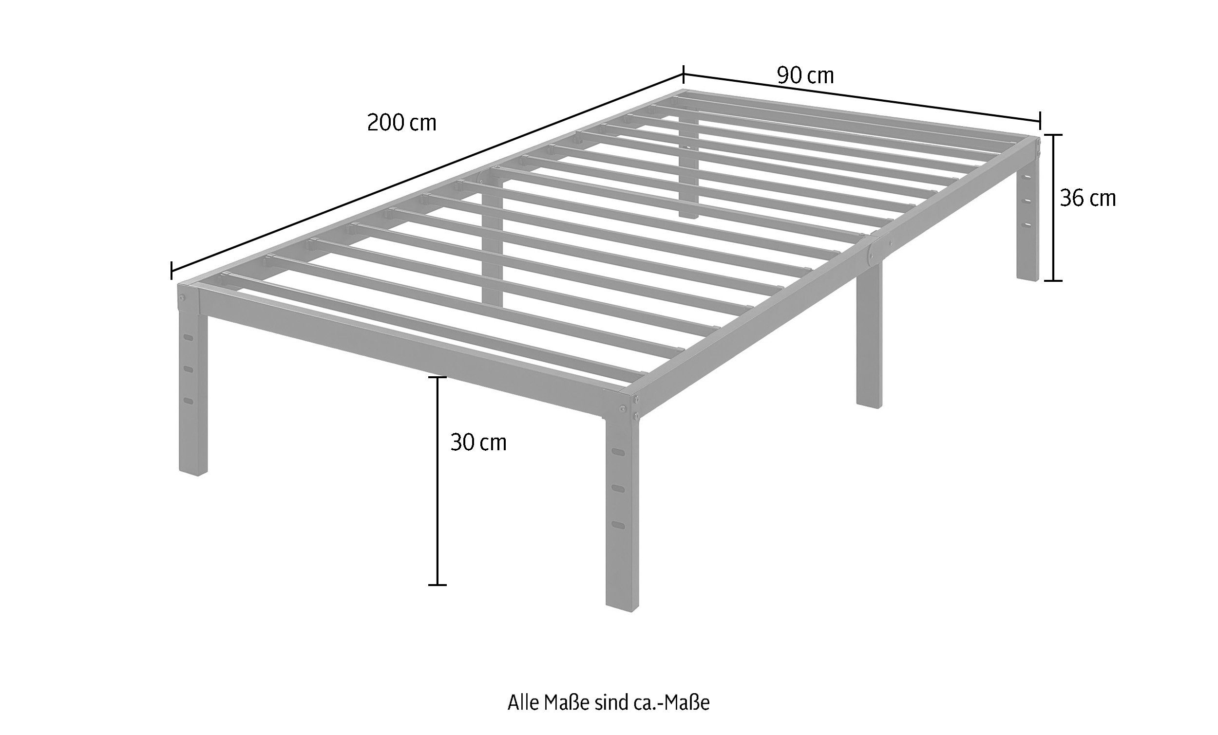ATLANTIC home collection Metallbett Rafael, Plattformbett, mit Platz für Stauraum