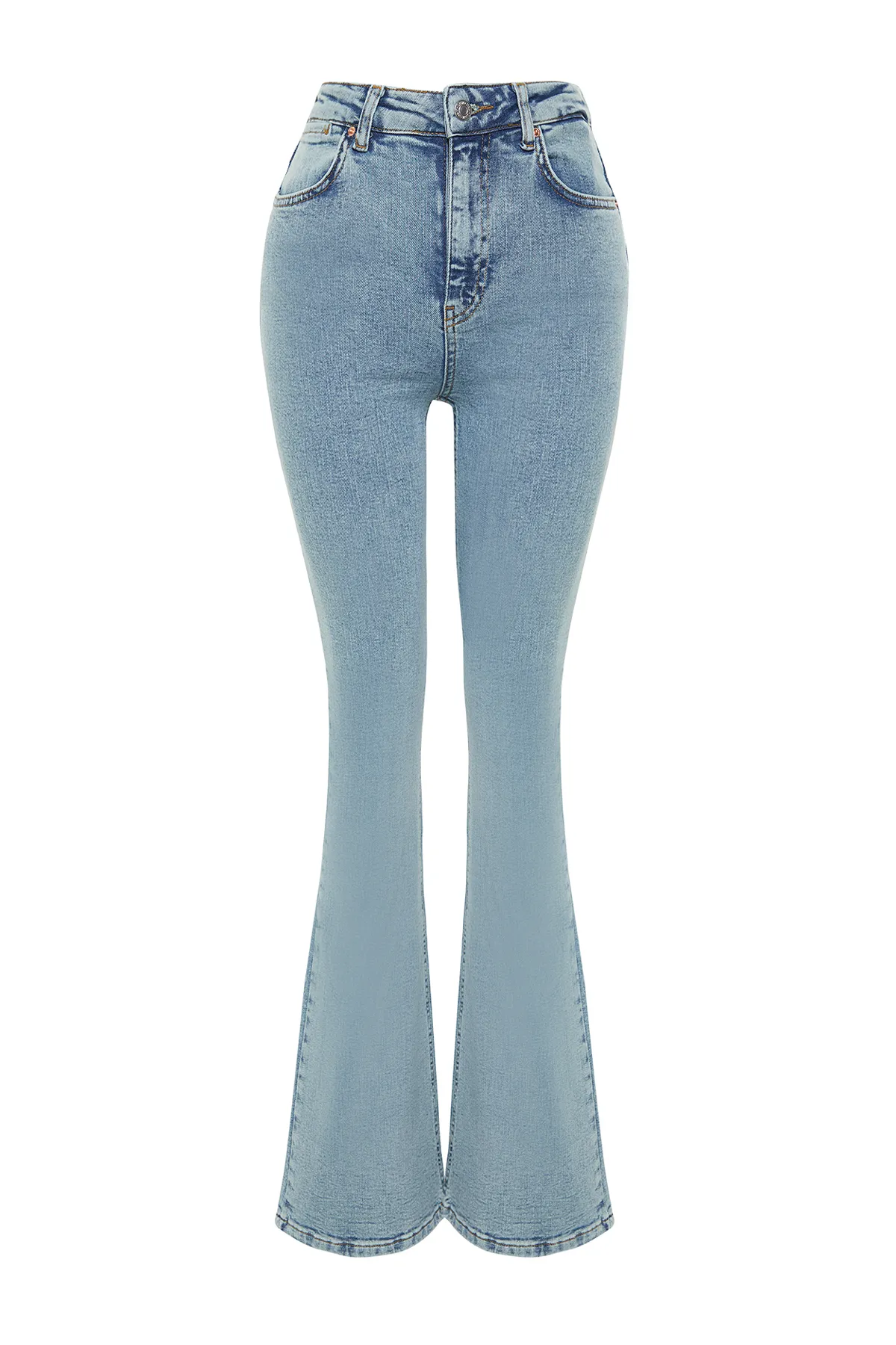 Trendyol Collection  Blaue Schlagjeans mit hoher Taille TWOSS24JE00043