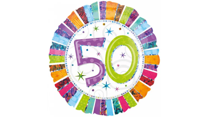 Amscan - Standard Radiant Birthday 50 Folienballon, 45cm Durchmesser