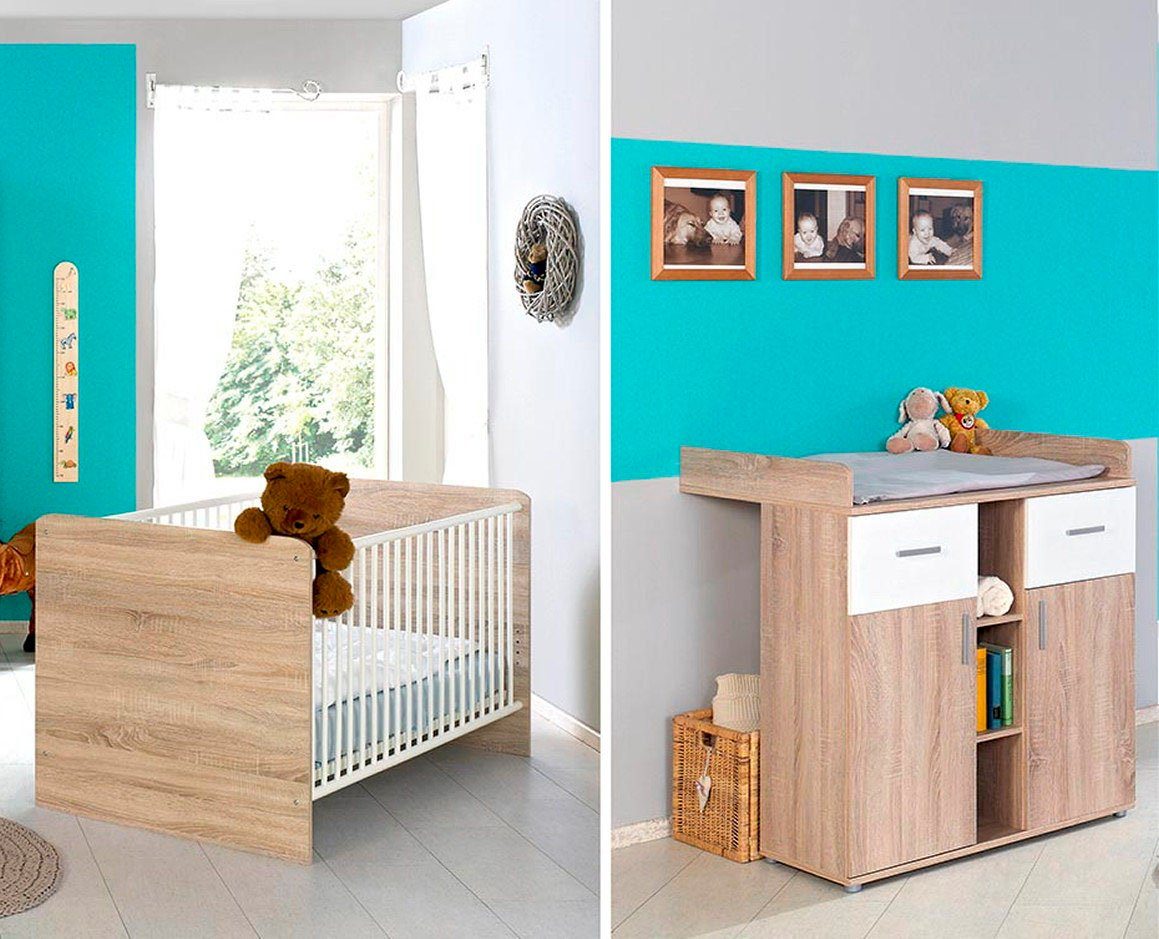 BMG Möbel Babymöbel-Set Maxim, (Set, 2-St., Bett + Wickelkommode), Bett + Wickelkommode