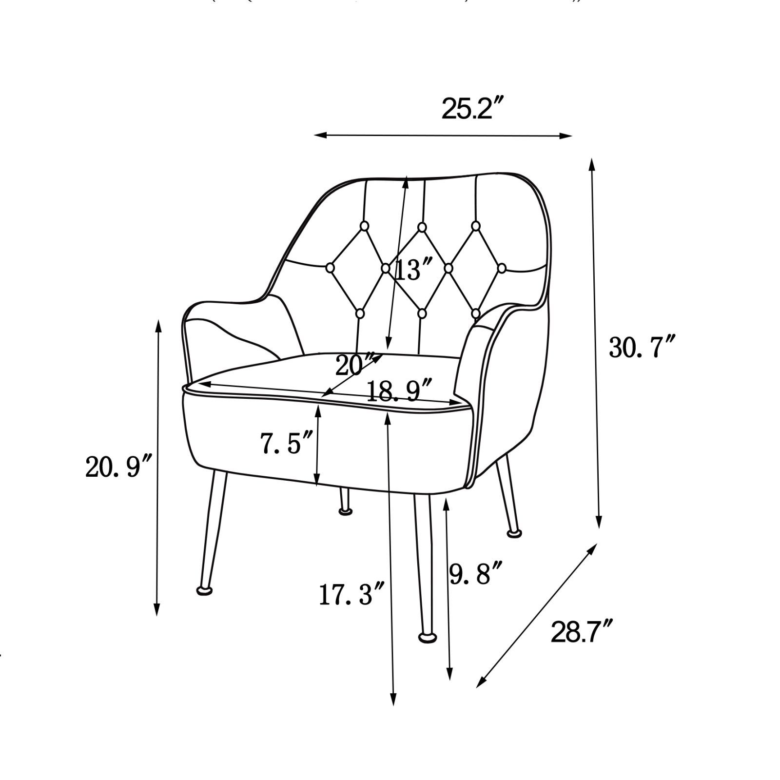 SEEZSSA Polsterstuhl Modern Wohnzimmer Sessel Lounge Sessel Polsterstuhl Relaxsessel, für Wohnzimmer und Schlafzimmer Sofa Stuhl mit Armlehnen Kaffeestuhl