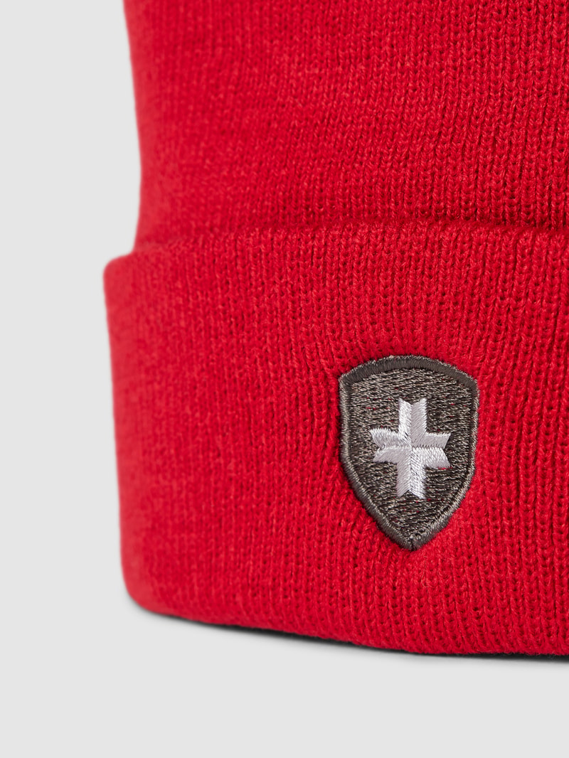 Beanie mit Label-Stitching in bordeaux rot