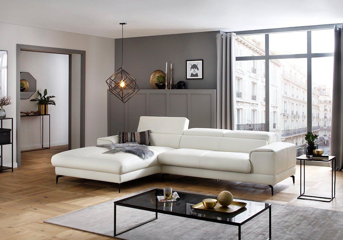 W.SCHILLIG Ecksofa piedroo, Kopfteilverstellung, wahlweise mit Sitztiefenverstellung, Breite 303cm