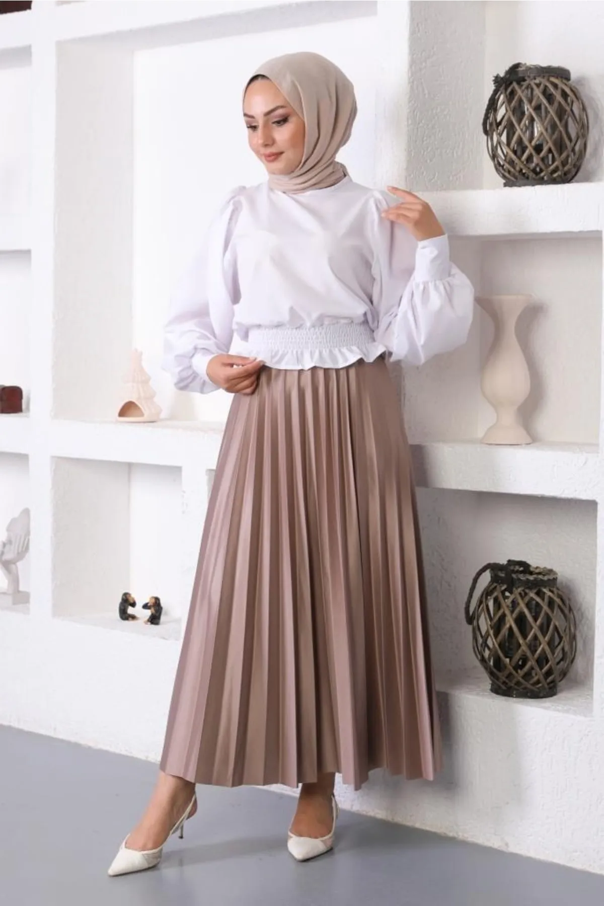 benguen  4538 Hijab-Faltenrock Nerz