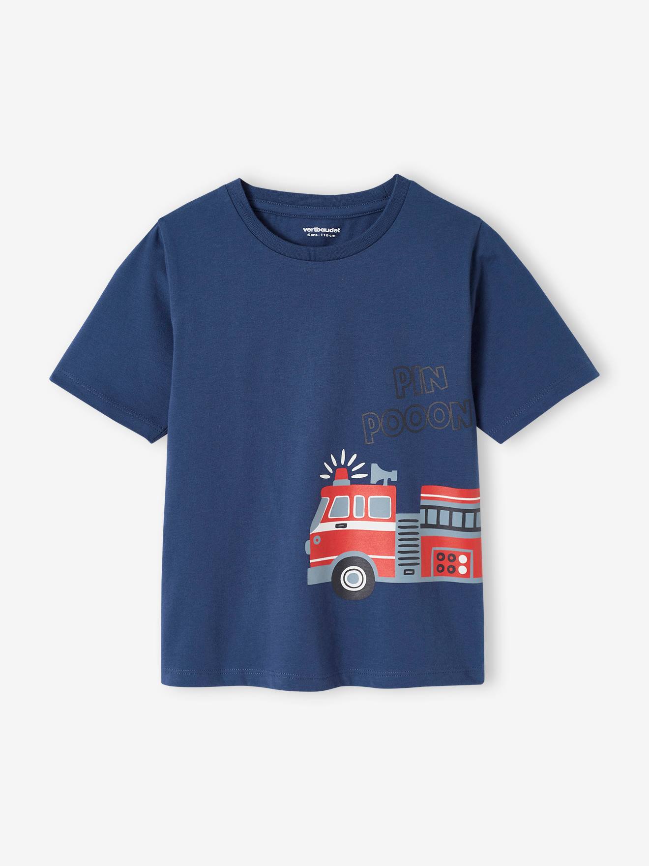 Vertbaudet 2er-Set Jungen Schlafanzüge, lang & kurz Oeko-Tex - dunkelblau feuerwehr
