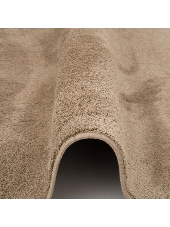 Pergamon Hochflor Langflor Teppich Super Soft Melia Rund in Taupe günstig kaufen