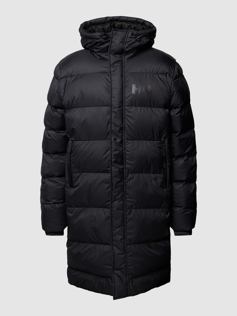 Steppparka mit Label-Print in schwarz