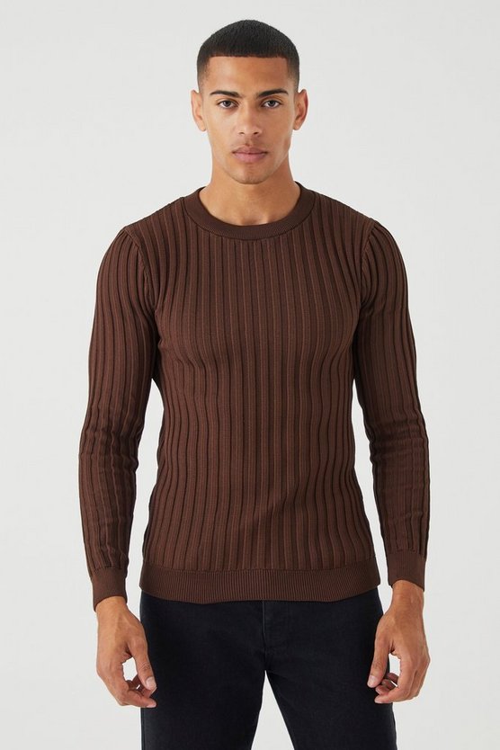 Langärmliger gerippter Muscle-Fit Pullover