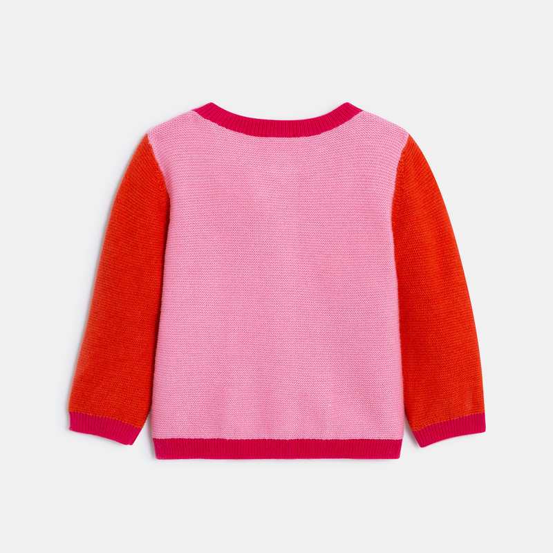Cardigan bébé fille bicolore motifs fraises rose Catimini