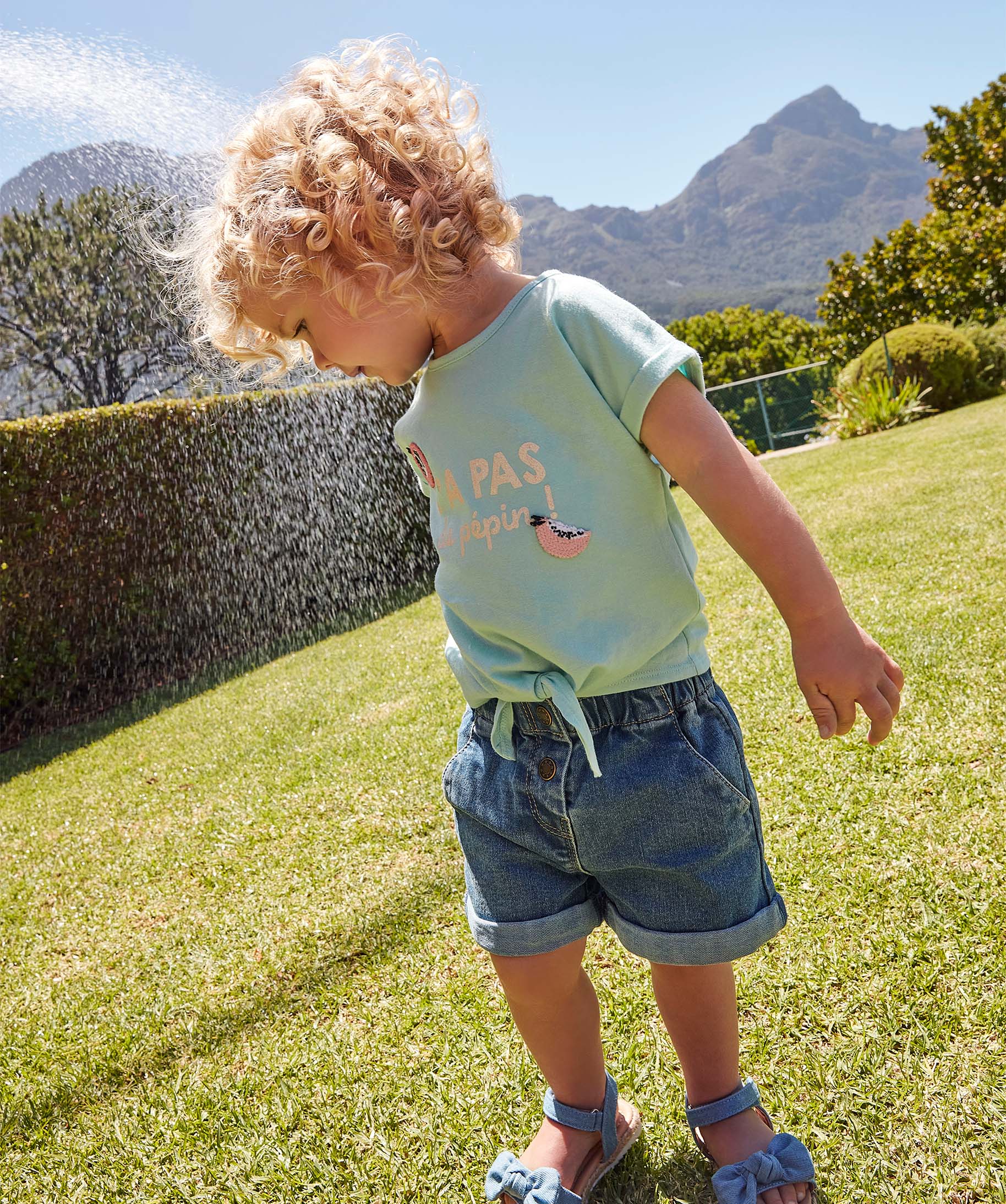 Tee-shirt bébé fille loose à manches courtes et motif bri... vert | GEMO