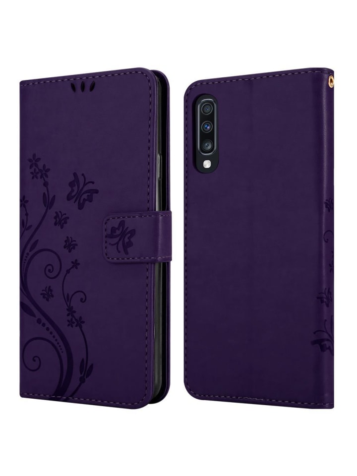 cadorabo Hülle für Samsung Galaxy A70 / A70s Blumen Design in FLORAL DUNKEL LILA günstig kaufen onesize