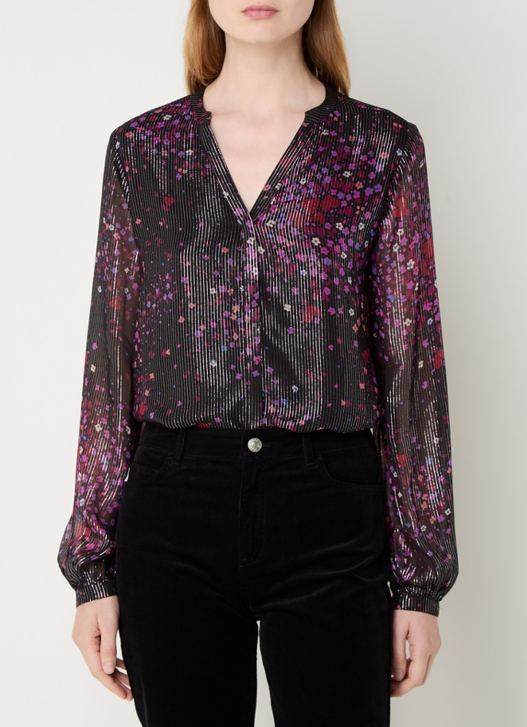 Blusa semitrasparente Frida di Fabienne Chapot con lurex e stampa floreale