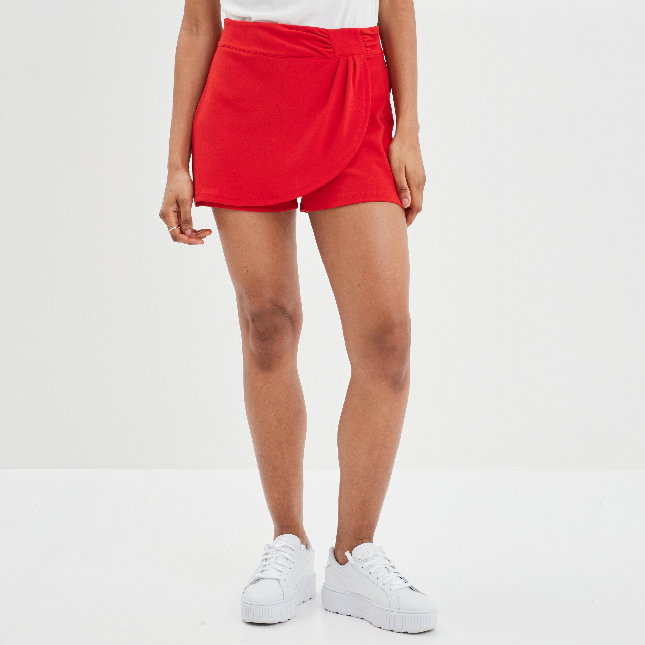 Jupe-short droite zippée rouge femme | La Halle