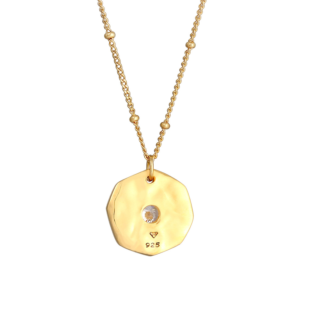 Elli Elli Collier Pendentif pour dame en chaîne à boules aspect antique avec cristaux  collier