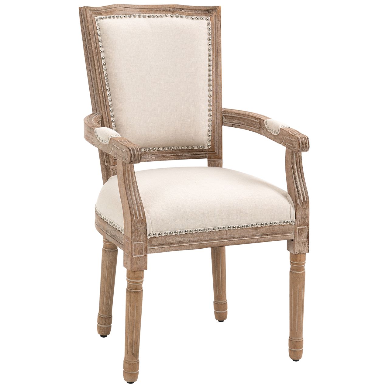HOMCOM Esszimmerstuhl Küchenstuhl mit Armlehne im Vintage Design Linen Optik