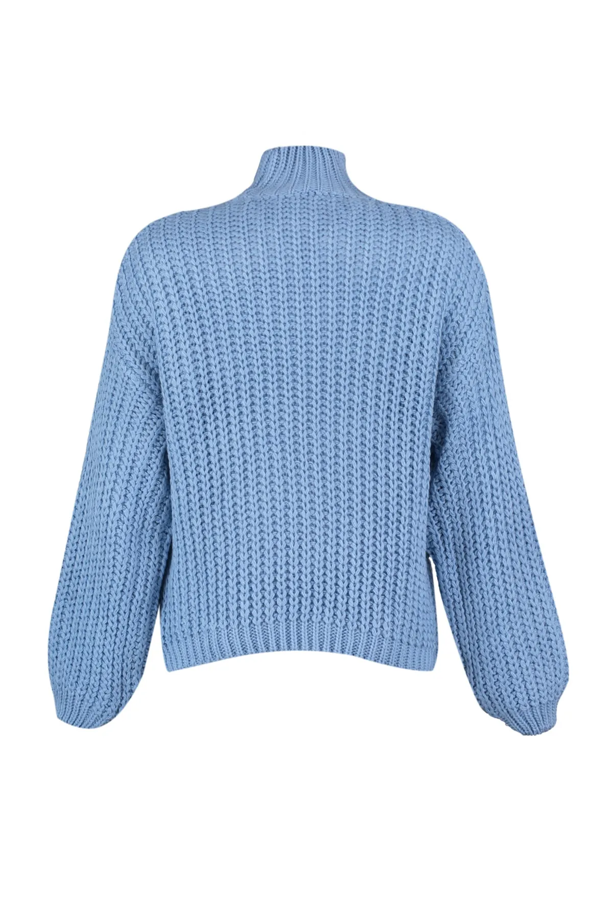 Trendyol Collection  Blauer, weich strukturierter Strickpullover mit Basic-Kragen und weiter Passform TWOAW23KZ01810