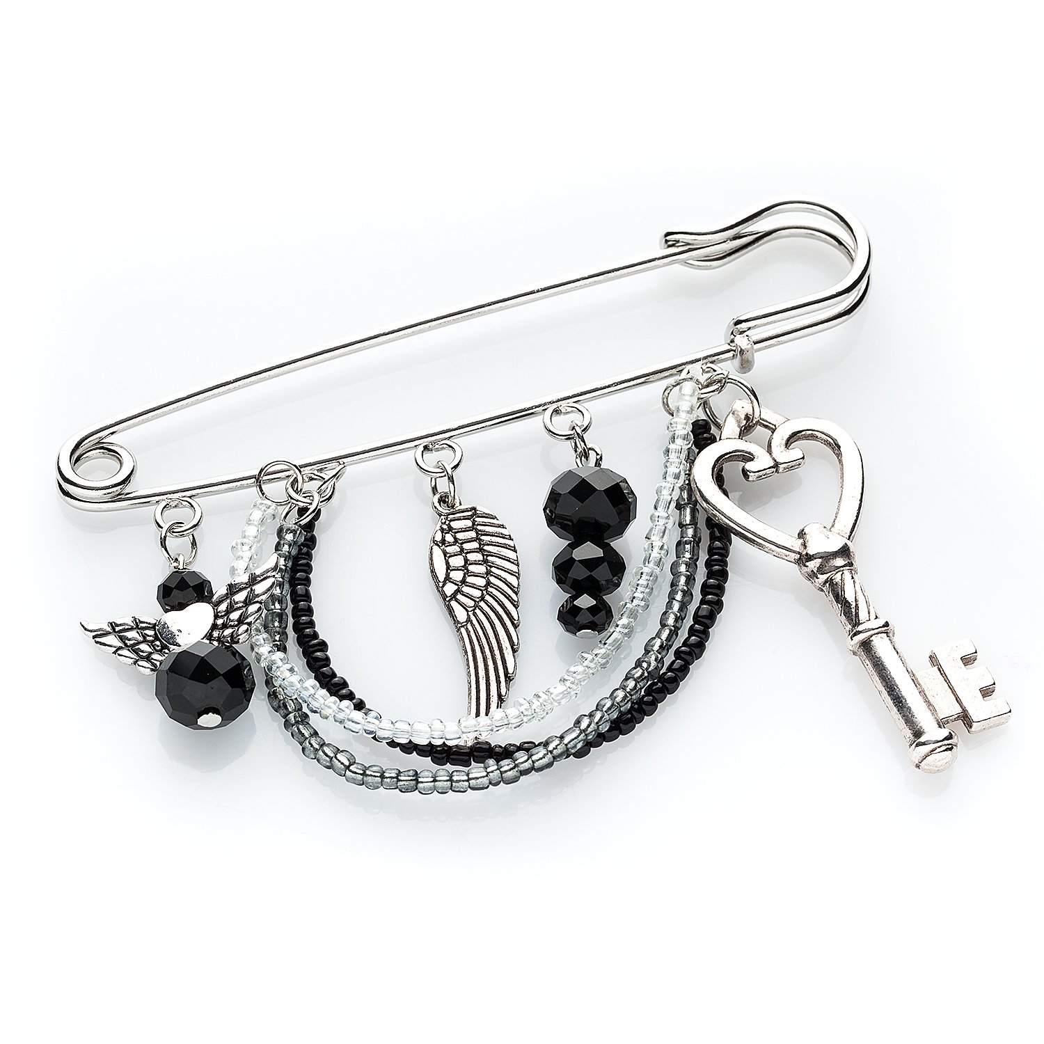 buttinette Kiltnadeln mit 5 Ösen, silber, Größe: 17 x 90 mm, Inhalt: 2 Stück