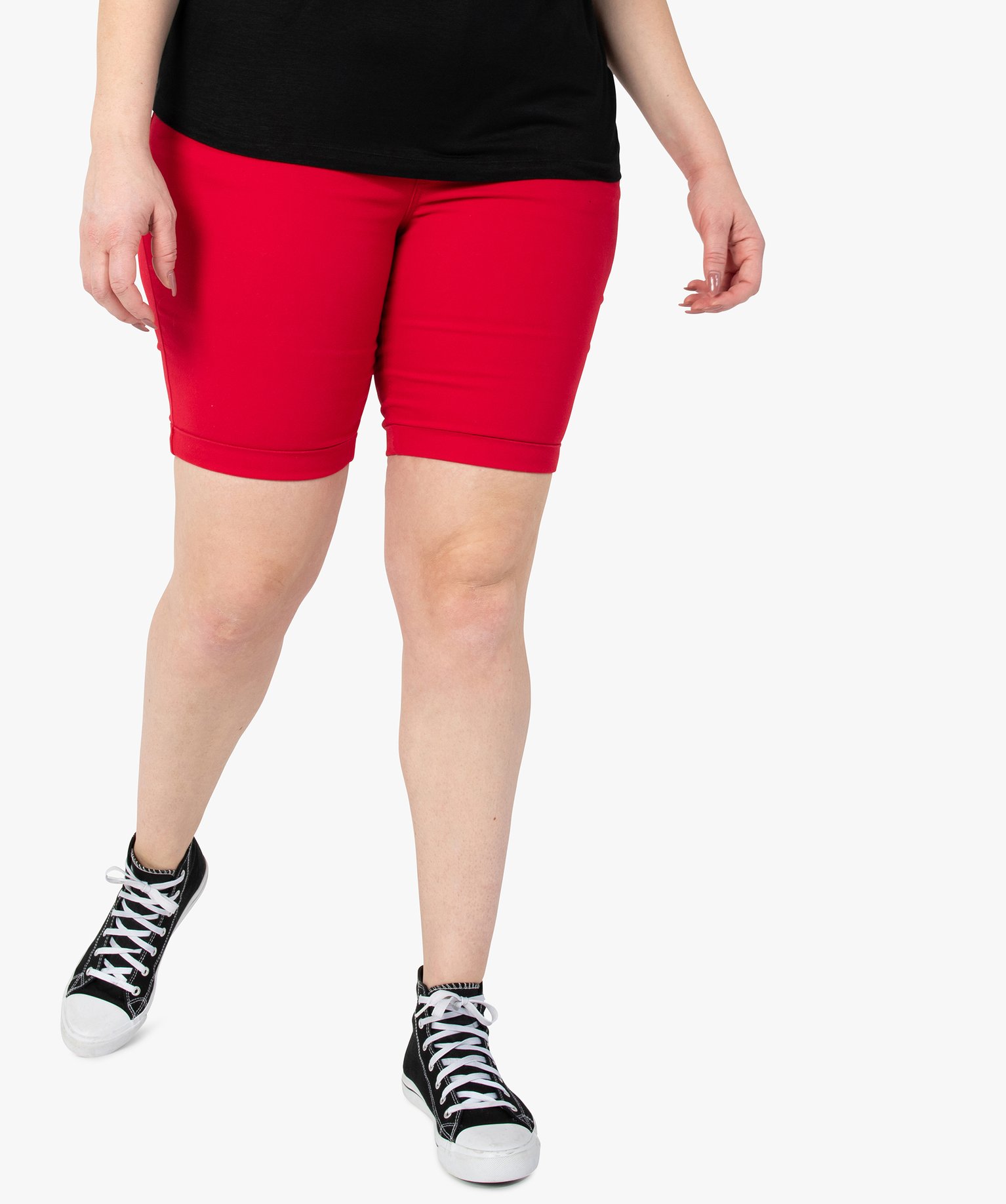 Bermuda femme grande taille en toile extensible coupe ajustée | GEMO