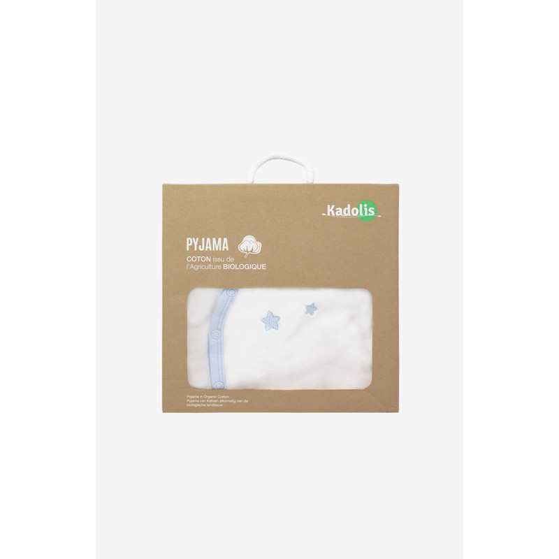 Pyjama bébé Coton Bio blanc motifs étoiles
